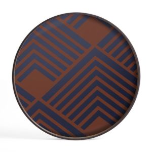 Ethnicraft Midnight Chevron glass tray L