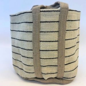 Asianmood jute beige mand met fijne zwarte lijn