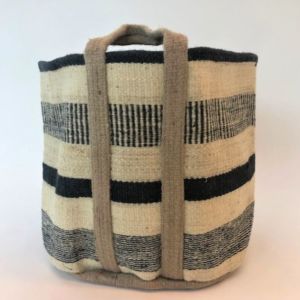 Asianmood jute mand - zwart/wit
